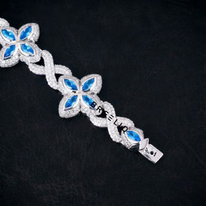 สร้อยข้อมือลายโคลเวอร์อินฟินิตี้ขนาด 15 มม. 18 มม. ขายดี ทำจากเงินแท้ 925 ประดับเพชร VVS Lab Grown สไตล์ฮิปฮอป - Product Image 2