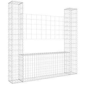 Panier en fil de fer en forme de U avec 2 poteaux en fer, dimensions 55,1''x7,9''x59,1'' - Product Image 2