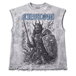 Custom Rhinestone Graphic Printed <b>Tank</b> <b>Top</b> 100% Cotton Jersey <b>Vintage</b> Style Sleeveless T Shirt Unisex Streetwear OEM Wholesale - Product Image 1