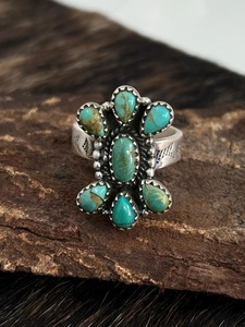 Sterling Silver Kingman Turquoise <b>Adjustable</b> <b>Ring</b> Handmade Southwestern Artisan Boho Gemstone Jewelry - Product Image 1