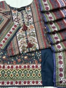 Colección Casual Premium de 3 Piezas de Ssumaira - Camisa de Algodón Estampada AIRJET, Dupatta y Pantalón Liso Teñido con Bordado - Product Image 5
