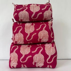 Ensemble de trousses de toilette en coton matelassé à imprimé animal rose pour femmes, sac à maquillage, trousse de rangement de voyage - Product Image 1