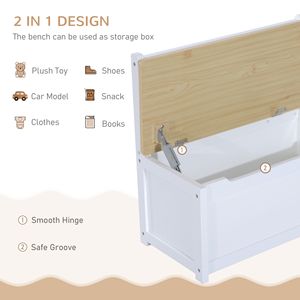Moderno Set di mobili per bambini 4 pezzi tavolo e sedie in legno con panca di stoccaggio Design bianco naturale per i più piccoli creativi - Product Image 6