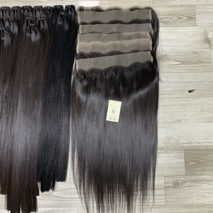 Extensions de Cheveux Humains Frontaux en Dentelle Transparente 13x6 Double Os Raides Non Transformés Paquets d'extensions de Trame - Product Image 2