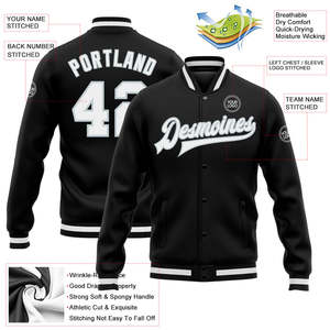 Chaqueta Varsity de Lana Negra Personalizada para Hombre, con Nombre y Número del Equipo, Estilo Urbano, Informal, para Otoño, OEM, Marca Privada, Venta al Por Mayor - Product Image 6