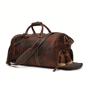Leather Vintage Weekender Duffel <b>Bag</b> Zipper Closure Large Capacity 36-55L Travel Luggage Unisex Soft Handle Polyester Portable - Product Image 2