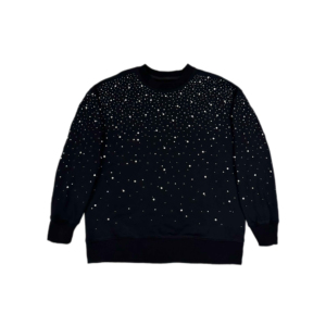Sweat à capuche imprimé strass en mélange de coton premium, pull oversize streetwear, fournisseur en gros, sweat à capuche strass cristal - Product Image 3