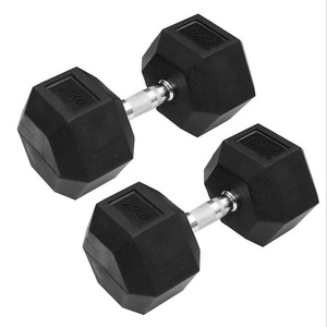 Haltères recouverts de caoutchouc 20 kg antidérapants pour exercices de fitness unisexe - Product Image 1