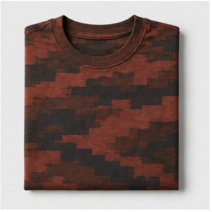 Camiseta de Manga Corta para Hombre con Estampado de Camuflaje Escalonado Rojo Ladrillo Personalizado, Cuello Redondo, MTS-CAMO-0044 - Product Image 6