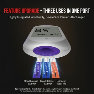 CE ISO OEM ODM Moniteur de <span class=keywords><strong>glycémie</strong></span>, de cétone et d'acide urique 3 en 1, portable, pour usage domestique, glucomètre numérique avec bandelettes de test - Product Image 5