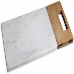 Planche à découper en marbre et bois, design moderne et écologique, avec poignée en bois, pour comptoir de cuisine et utilisation sur table. - Product Image 1