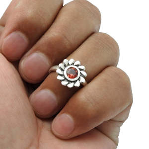 Top Selling 925 Sterling <b>Silver</b> Handmade Wedding Party <b>Ring</b> Studded With Round Cut Natural <b>Garnet</b> Gemstone Bohemian Jewelry - Product Image 2
