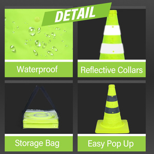 CITICITY 18 Inch Collapsible Traffic Safety Cones Green Pop-up Cones with Reflective Collar for Road Safety and Driving Training - Product Image 3