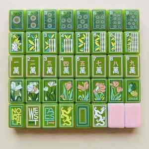 <b>Resin</b> <b>Crafts</b> Wholesale New Style Custom Travel Mahjong Set 160 Engraved Pink Single Layer Acrylic Luxury American Mahjong Tiles - Product Image 6