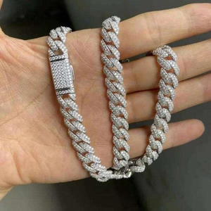 Bracelet cubain en moissanite, effet diamant glacé, pavé étincelant, bijou de luxe pour femmes et hommes - Product Image 4