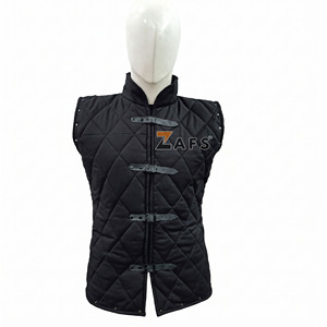 Auténtico Abrigo Gambeson Medieval Negro sin Mangas, Chaqueta Aketon Protectora Hecha a Mano con Acolchado Grueso de Algodón para Adultos - Product Image 1