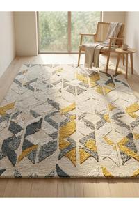 Tapis d'appoint moderne abstrait en laine noué à la main de haute qualité avec base antidérapante pour hôtels, bureaux et résidences - Product Image 4