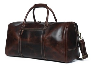 Men's Luxury Casual Brown Genuine <b>Leather</b> <b>Duffle</b> <b>Bag</b> Polyester Zipper Large Capacity Weekend Travel Water Resistant Padded - Product Image 3