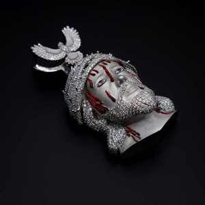 Colgante de Jesús de Moissanita 3D Estilo Hiphop, Totalmente Engastado, Plata 925 con Engaste de Garra, Incrustación de Diamantes, Bicolor, Colgante Unisex - Product Image 3