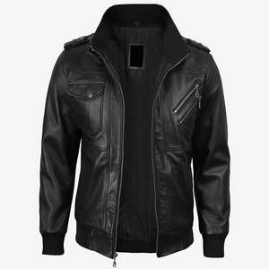 Chaqueta con capucha negra con logotipo personalizado RTS Wholesale para hombre, chaqueta de cuero vintage para hombre, chaquetas de alta calidad para hombre, chaqueta de invierno Highstreet - Product Image 1