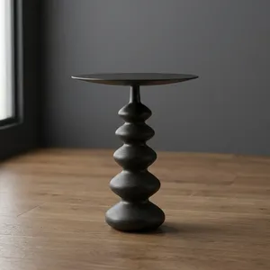Table basse ronde en bois moderne, design minimaliste, fabrication artisanale, meubles de salon, table d'appoint pour usage domestique - Product Image 6