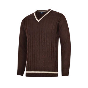 Pull en maille col V pour homme, manches longues, doux, respirant, séchage rapide, anti-boulochage, léger, côtelé, décontracté, hiver, élégant, bureau - Product Image 1