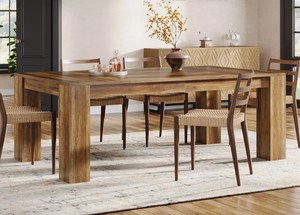 Ensemble de table à manger moderne de luxe en bois de manguier massif, hauteur réglable, pieds en métal noir de haute qualité en forme de X, pour cuisine, chambre, maison - Product Image 5