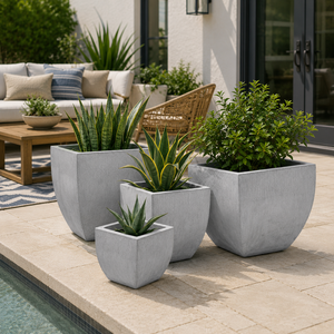Landscape Planter Modern Concrete Square Flower <b>Pots</b> for Outdoor Garden Planters Minimalist Design Gray Finish - Product Image 1