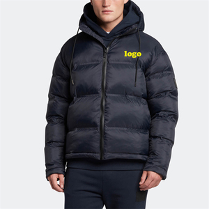 Chaqueta de Invierno Personalizada para Hombre, Chaqueta Acolchada con Cuello Alto de Lona, Diseño con Letras y Logotipo Frontal, Relleno de Algodón de Alta Calidad - Product Image 3