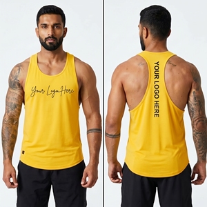 Débardeurs de musculation respirants à col rond et compression 220g pour hommes, en coton, style décontracté et sportif - Product Image 2