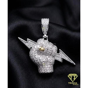 Colgante de Lujo con Diseño de Rayo y Diamantes de Moissanita, Plata de Ley 925, Estilo Hip Hop Iced Out - Product Image 3