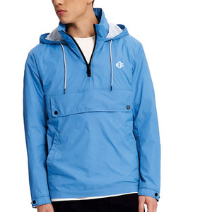Custom Sky Blue Packable Pullover Nylon Sky Blue Windbreaker <b>jacket</b> for <b>men</b> Lightweight Hooded Outdoor Anorak Wholesale <b>Jackets</b> - Product Image 1