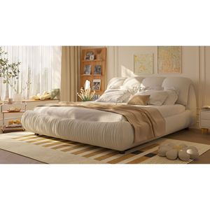 Letto King Size di Lusso Imbottito con Schienale Oversize, Struttura in Legno Massello per Diverse Altezze - Product Image 6