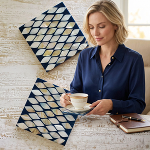 Excellent Quality Handcrafted Luxury Mother Pearl Inlay Coasters MOP Mats Reusable Durable Eco-Friendly Customizable Low Priced - Product Image 3