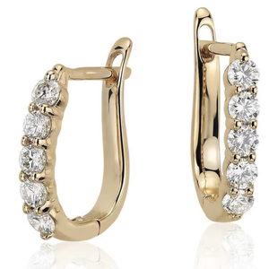 Boucles d'oreilles créoles en diamants véritables en or jaune 14 carats |   Créoles classiques à taille ronde serties de pierres pour femme, bijoux raffinés, cadeau d'anniversaire - Product Image 3