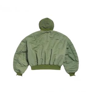 Men's Olive Green Hooded Puffer Jacket <b>Thick</b> <b>Winter</b> <b>Coat</b> Casual Zipper Closure Loose Fit Solid Color Nylon Shell Windproof - Product Image 4