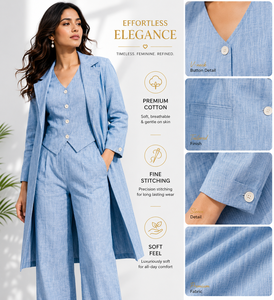 Conjunto de Ropa Casual a Cuadros con Aspecto de Lino para Mujer, Chaleco sin Mangas con Botones, Pantalones Anchos, Conjunto de 2 Piezas, Elegante, Talla XXS - Product Image 3