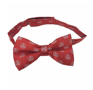 Pajarita Masónica Formal OEM Personalizada con Arco Real, Tejida en Seda Roja y Blanca, con Triple Tau, para Hombre - Product Image 1