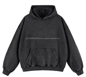 Fabricación de algodón 100% paños de hombro caído para hombres pulóver Unisex personalizado de peso pesado de gran tamaño bordado en blanco sudaderas con capucha - Product Image 2