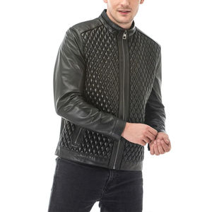 Venta Directa de Fábrica, Chaqueta de Moda Urbana de Invierno para Hombre, de Cuero Genuino, con Tela de Lona, Ecológica - Product Image 1