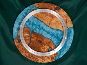 Designer Red Resin Wooden Lazy Susan <b>Rotating</b> Platter Suitable For Modern Home And <b>Table</b> Presentation Handcrafted From India - Product Image 5