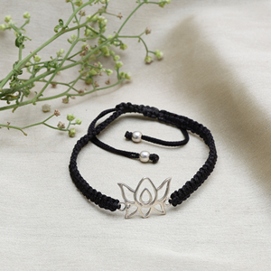 Bracelet en argent sterling 925 avec cordon lotus pour usage quotidien, réglable, protection, bracelet fin, réglable, tendance, cadeau, à porter tous les jours - Product Image 2