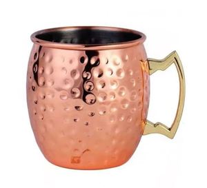 Hammered Copper Beer <b>Mug</b> With <b>Gold</b> Plated Handle Vintage Style Party Drinkware For Adults - Product Image 4