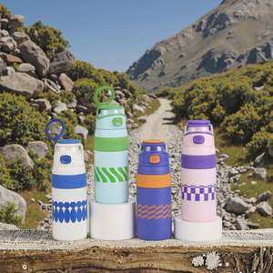 Gourde de sport portable antichoc, thermos créatif bicolore 500 ml en acier inoxydable, double mode de consommation - Product Image 1
