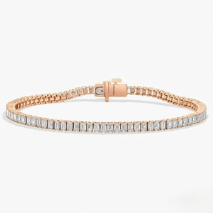สร้อยข้อมือเทนนิสทรงเหลี่ยมมรกตประดับเพชรทองคำขาว 14K สำหรับผู้หญิง สไตล์คลาสสิก เหมาะสำหรับสวมใส่ทุกวัน - Product Image 1