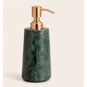 Distributeur de savon de luxe en marbre vert pour salle de bain et hôtel, flacon pompe à lotion liquide avec finition métallique dorée polie - Product Image 3