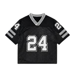 Streetwear American Football Jersey Cropped Mesh <b>Top</b> Women V Neck Breathable Heavyweight Polyester Training Sports Shirts - Product Image 2