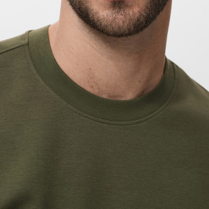 เสื้อยืดไหล่ตกของผู้ชายแบบใหม่เย็บติดได้สำหรับผู้ชายเสื้อยืดเปิดไหล่ตกใส่สบายป้องกันรอยยับระบายอากาศคุณภาพระดับพรีเมียม - Product Image 2