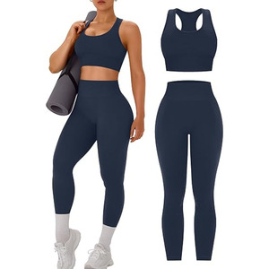Ensemble de yoga 2 pièces pour femmes grandes tailles : soutien-gorge de sport sans manches taille mi-haute et leggings en Spandex/Nylon à séchage rapide et extensibles pour l'entraînement - Product Image 2