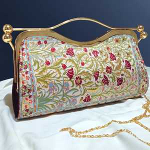 Pochette à main vintage brodée style bohème avec perles, sac à bijoux, doublure au design fantaisie, pour mariage et fête, vente en gros, nouvel emballage - Product Image 1